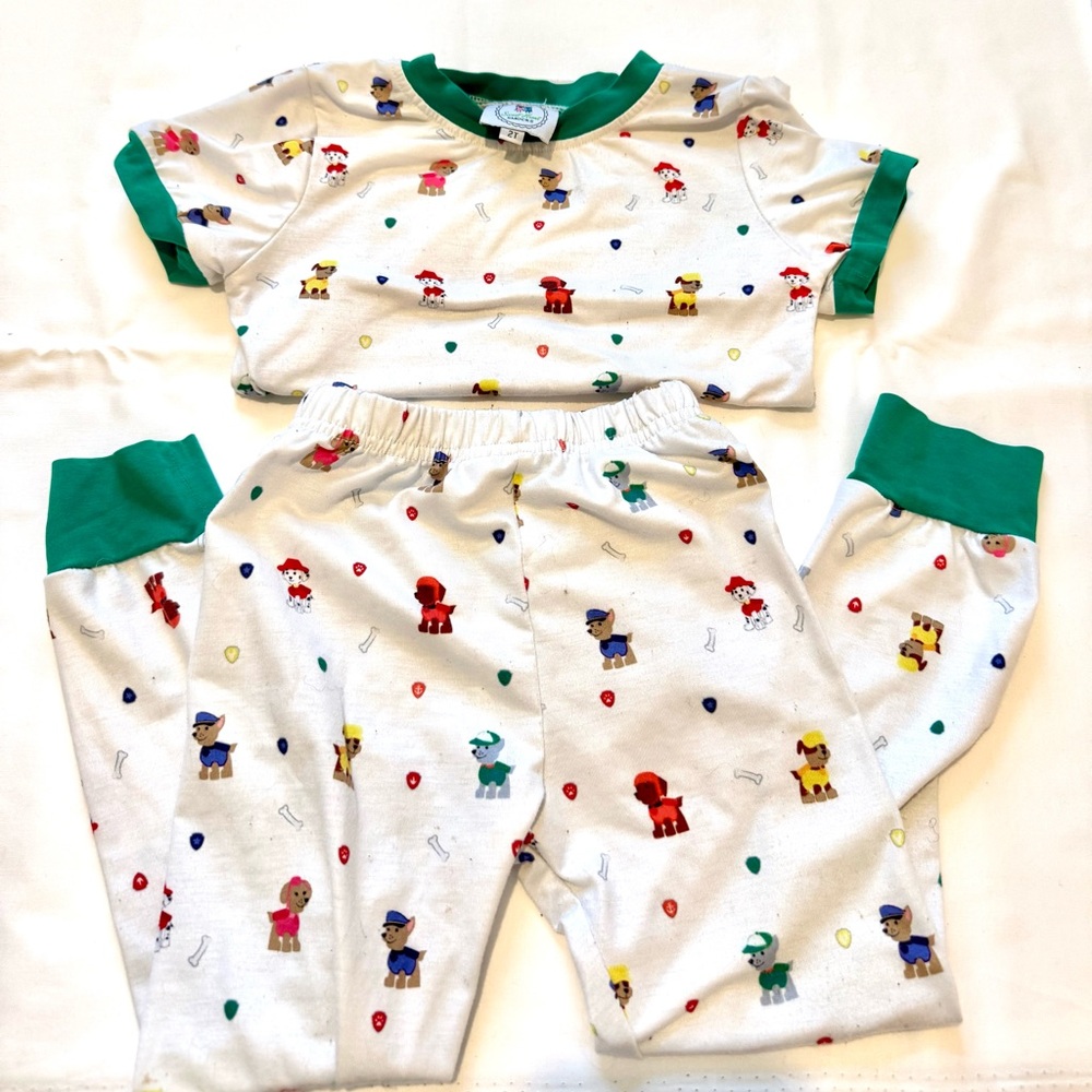 Kids pawl patrol Pajamas with Green Trim